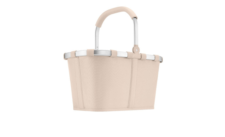 Reisenthel Einkaufskorb Carrybag MH Limited Edition Einkaufskorb in beige, mit Aluminiumrahmen und -griff, isoliert auf weiß.