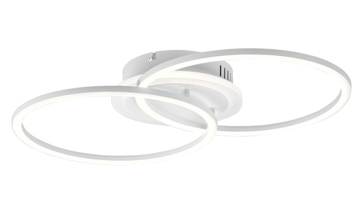 LED-Deckenleuchte Venida von Reality: moderne weiße Leuchte mit 2 Leuchtringen, Metallsockel, inkl. Leuchtmittel.