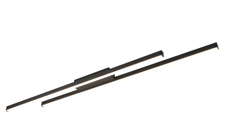 Minimalistische LED-Deckenleuchte Odio, 110 cm, schwarz, Metall, zwei Balken, inkl. Leuchtmittel. Leuchtmittel.