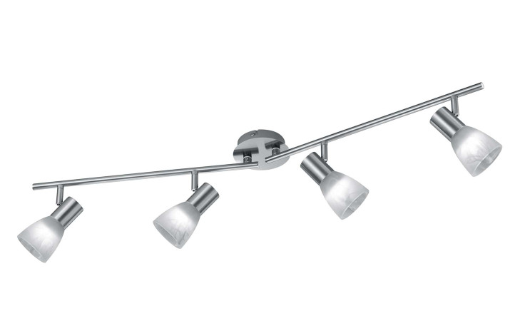 Der Reality LED-Strahler Visto 90 cm verfügt über vier verstellbare Milchglasstrahler auf einer modernen Metallstange.