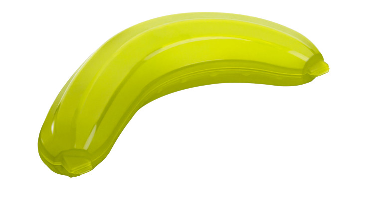 Bananen-Box aus gelben Kunststoff.