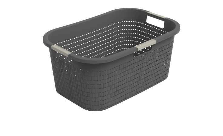 Wäschekorb Country 40 l aus Kunststoff in anthrazit.