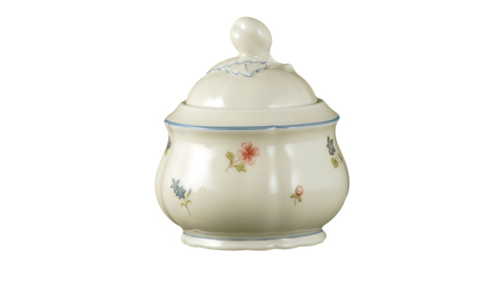 Zuckerdose Marieluise 210 ml aus Porzellan mit floralem Motiv.