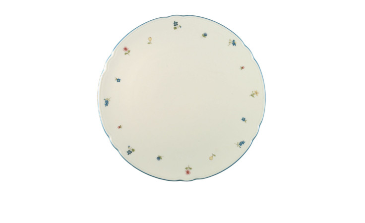 Tortenplatte Marieluise 30 cm aus Porzellan mit floralem Motiv.