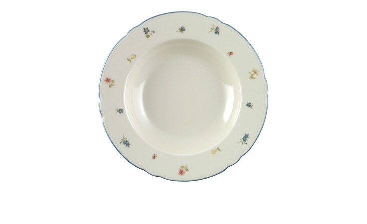 Suppenteller Marieluise 23 cm aus Porzellan mit floralem Motiv.