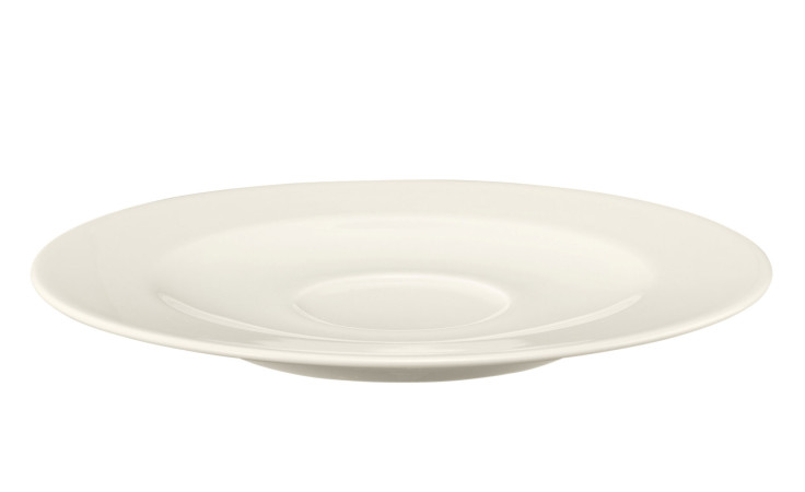 Eine Seltmann Kombiuntere Zoe Diamond Untertasse, 16,5 cm, leicht schräg auf weißem Hintergrund dargestellt.