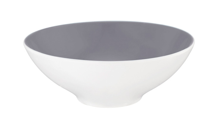 Dessertschale Life 14,6 cm aus Porzellan mit einer weißen Außen- und grauen Innenfarbe.