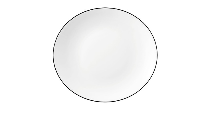 Speiseteller Modern Life 30,2 cm aus Porzellan in weiß mit schwarzem Rand.