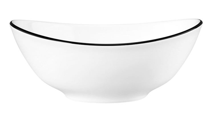 Suppenschale Modern Life 16 cm aus Porzellan in wei mit schwarzem Rand.