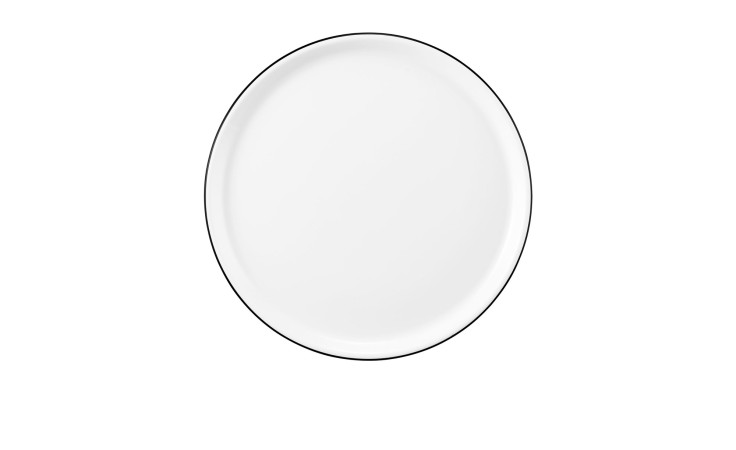 Pizzateller Modern Life 29,5 cm aus Porzellan in weiß mit schwarzem Rand.