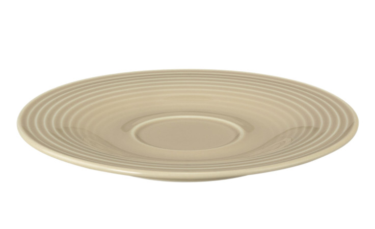 Seltmann Kombi Untertasse Beat Sandbeige, 13,5 cm, mit konzentrischen Rillen und leichter zentraler Einbuchtung.