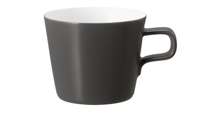 Cappuccino-/ Teetasse No Limits 260 ml aus Porzellan mit weißer Innen- und Außenfarbe in Anthrazit.