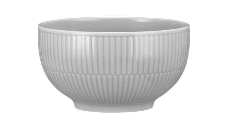 Die Müslischale Amina 15 cm Grau von Seltmann mit Rillen, leicht ausgestellt, auf weißem Hintergrund.