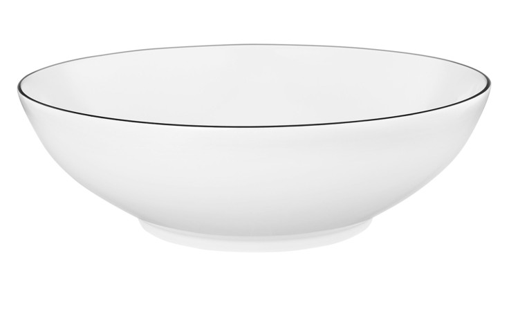 Schüssel Lido 23,2 cm aus weißem Porzellan mit schwarzem Akzent.