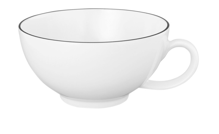 Teetasse Lido 200 ml aus weißem Porzellan mit schwarzem Akzent.