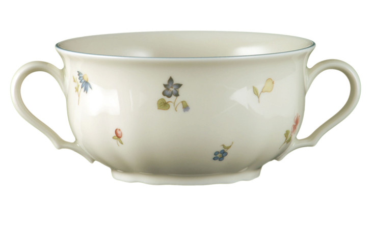 Suppentasse Marieluise 350 ml aus Porzellan mit Streublumen-Motiv.