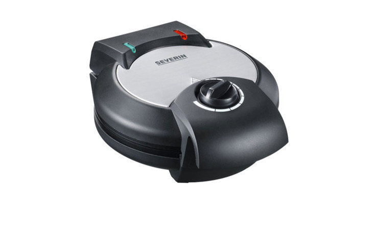 Das Severin SEVERIN Waffeleisen ist ein Waffeleisen aus Edelstahl mit Drehregler und Kontrollleuchten.