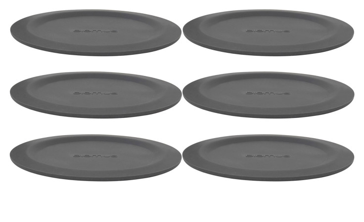 Untersetzer 6er-Set Splash11 cm aus Edelstahl und Silikon in grau.
