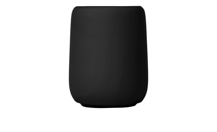Zahnputzbecher Sono 8,6 cm aus Keramik und Silikon in schwarz.