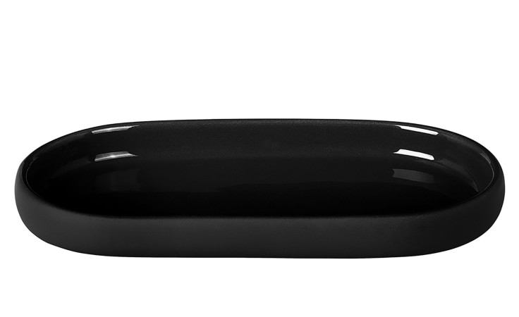 Tablett Sono 10 x 19 cm aus Silikon und Keramik in schwarz.