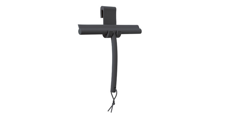 Duschabzieher Vipo 25,5 cm mit Halter aus Edelstahl und Silikon in schwarz.