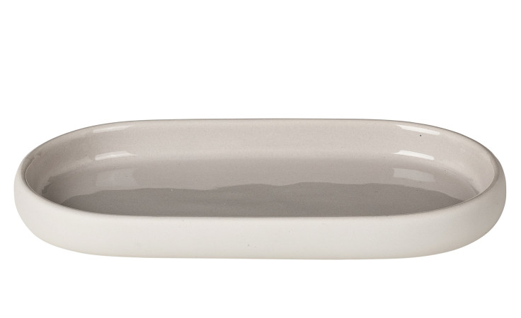 Tablett Sono 10 x 19 cm aus Silikon und Keramik in beige.