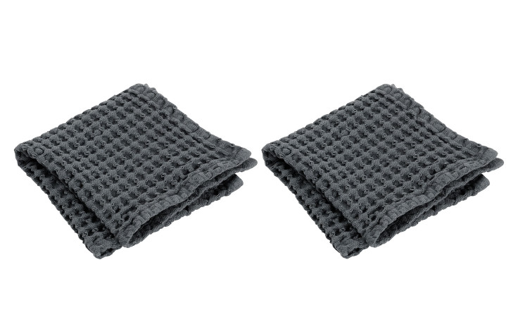 Gästehandtuch 2er-Set Caro 30 x 30 cm aus Baumwolle in grau.