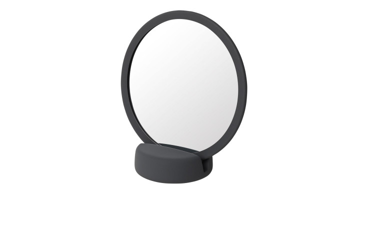 Kosmetikspiegel Sono 17 cm mit Halter aus Silikon und Keramik in grau.