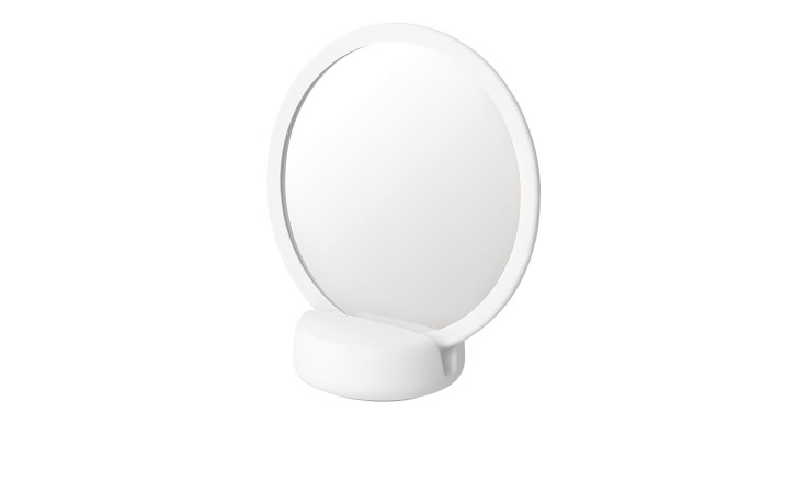 Kosmetikspiegel Sono 17 cm mit Halter aus Silikon und Keramik in weiß.