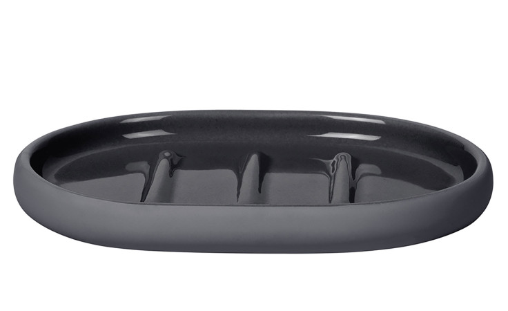 Seifenschale Sono 10 x 13 cm aus Keramik in grau.