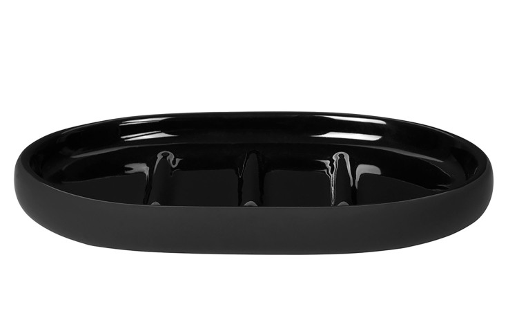 Seifenschale Sono 10 x 13 cm aus Keramik in schwarz.