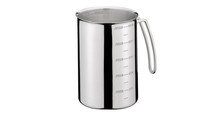 Messbecher für 1 Liter aus silberfarbenen Edelstahl