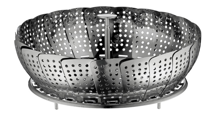 Dämpfeinsatz aus silberfarbenem Edelstahl mit einem Durchmesser von 20 cm