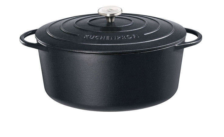 Bratentopf Provence mit einm Durchmesser von 33 cm, oval aus schwarzem Gusseisen