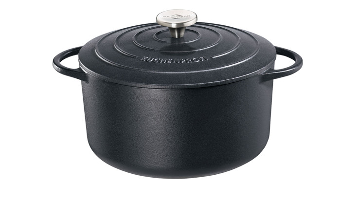 Bratentopf Provence 25 cm aus Gusseisen in schwarz