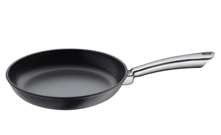 Bratpfanne Provence 24 cm, aus schwarzem Gusseisen mit Edelstahlgriff