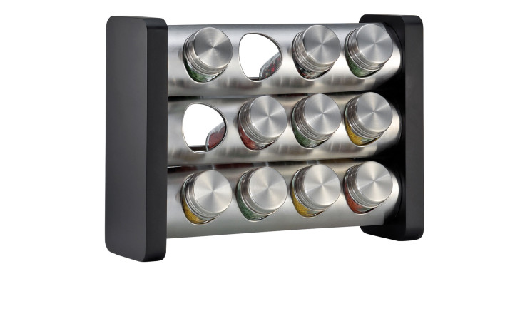 Gewürzständer inkl. 12 unbefüllten Gläsern, in silber/schwarz