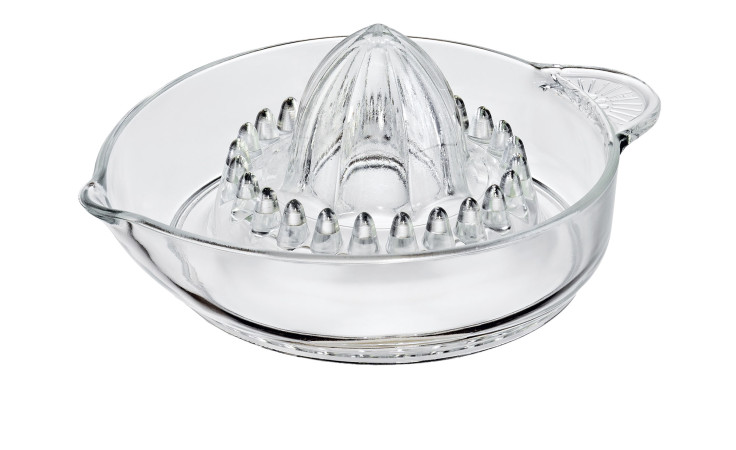 Die Küchenprofi Zitruspresse ist eine Saftpresse aus klarem Glas mit Ahle und Ausguss, ideal für den praktischen Gebrauch oder zur Dekoration.