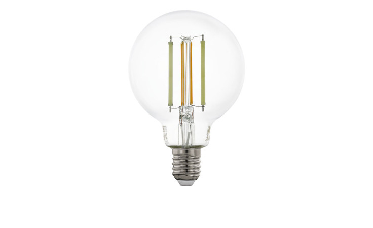 LED-Leuchtmittel 12237 E27, transparent mit sichtbaren Glühfäden, inklusive Leuchtmittel, isoliert auf weiß.