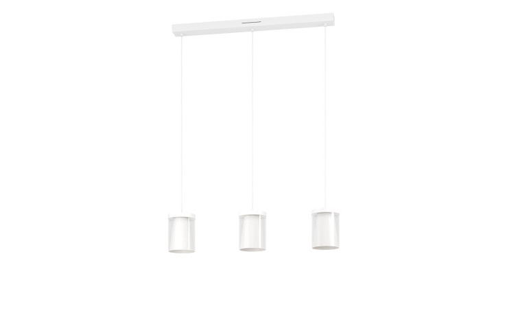Moderne LED-Pendelleuchte Chiusello-Z 83 cm aus weißem Metall, drei Zylinder, Leuchtmittel inklusive.