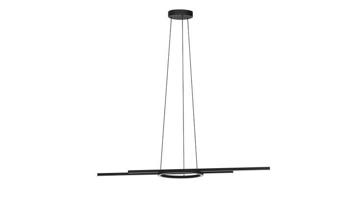 Moderne LED-Hängeleuchte Zillerio-Z 116 cm, schwarz, teilmontiert, runder Leuchtring, Leuchtmittel inkl.