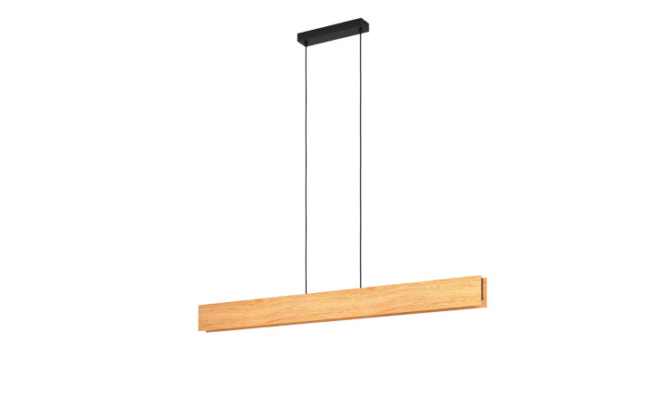 LED-Hängeleuchte Anchorena-Z 123 cm mit schwarzen Kabeln, abgehängt von der Decke vor einem weißen Hintergrund.