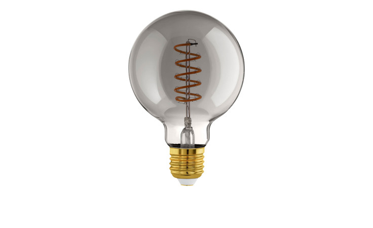 Die Leuchtmittel 110287 E27 ist eine klare Glühlampe mit sichtbarem Spiralfaden und goldenem Schraubsockel.