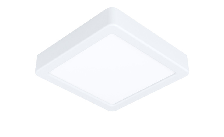 Moderne quadratische weiße LED-Deckenleuchte Fueva 5, 16 cm, mit flacher mattierter Scheibe und Metallrahmen; Leuchtmittel inklusive.