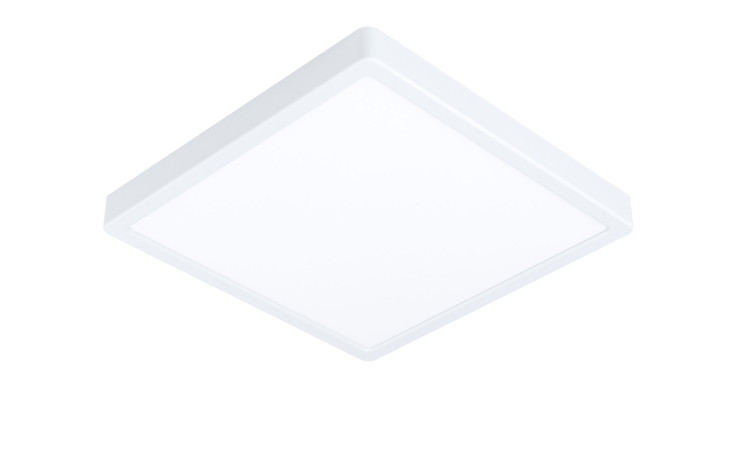 Die LED-Deckenleuchte Fueva 5 28,5 cm mit Leuchtmittel inklusive wird aus einem niedrigen Winkel vor einem weißen Hintergrund gezeigt.