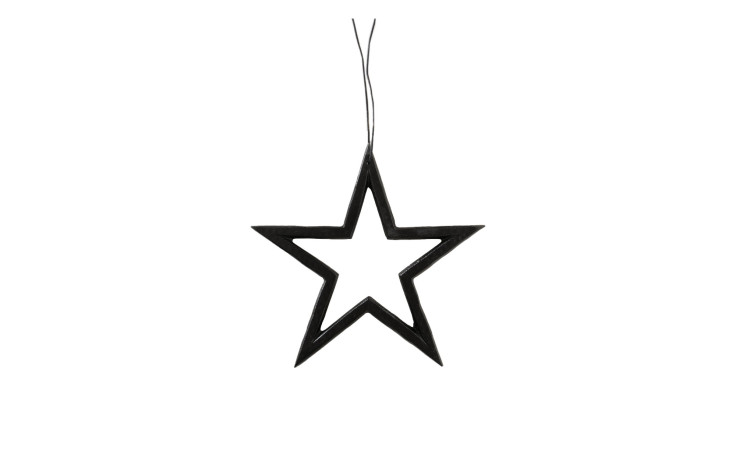 Stern 22 cm aus Aluminium in schwarz mit einer Schnur.