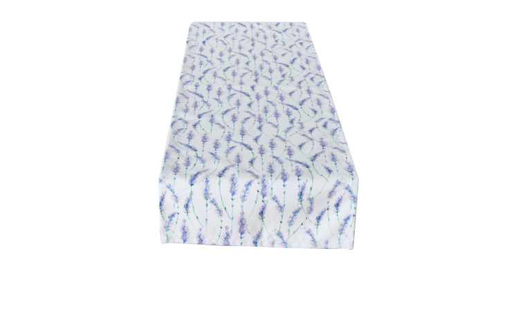 Tischläufer Lavanda 40 x140 cm in blau-weiß mit Blumenmuster