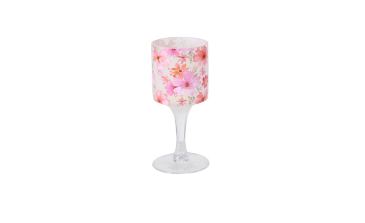 Windlicht Rosella 20 cm in rosa und weiß aus Glas
