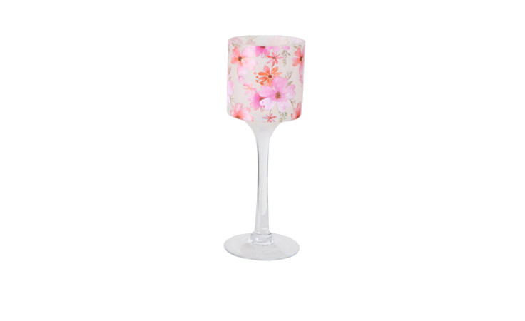 Windlicht Rosella 25 cm in rosa und weiß aus Glas