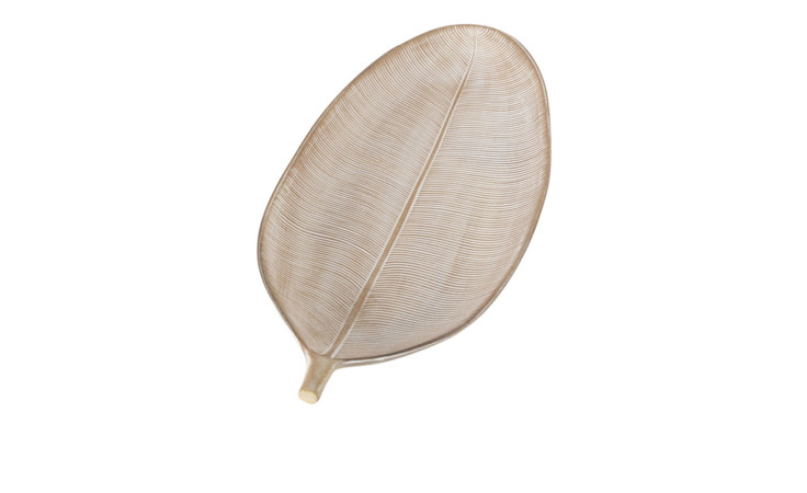 Eine einzelne beige Schale Avaro 59 cm mit detaillierten Adern auf einem weißen Hintergrund.